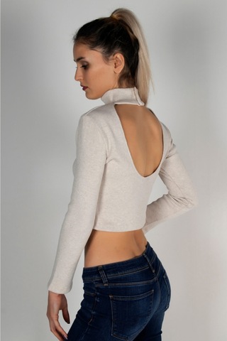 Makentmoda Kadın Ekru Kaşkorse Sırt Dekolteli Body