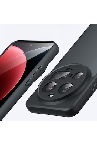 Noktaks - Xiaomi Uyumlu Xiaomi Mi 15 Ultra - Kılıf Kamera Korumalı Şeffaf Arka Yüzey New Roll Kapak T38267 Siyah