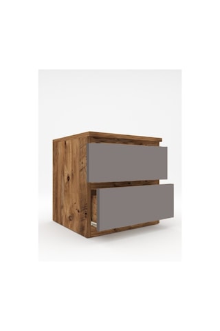 Umut Komodin Antrasit Gri - Atlantik Çam 45 Cm 2 Çekmeceli