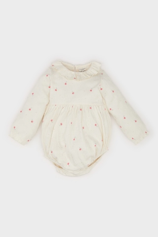 DeFacto Kız Bebek Yenidoğan Floral Uzun Kollu Çıtçıtlı Body D9092A525SPER233 Ekru