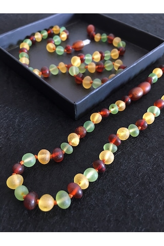 İpek Kehribar Litvanya Sertifikalı Hakiki Baltık Kehribar Bebek Diş Kolyesi 0-3 Yaş