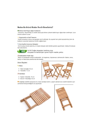 Balkon Bahçe Mutfak 3'lü Bistro Set Katlanır Masa Sandalye