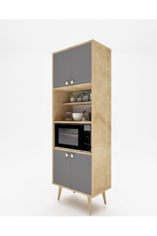 Floradesign Lavin180 Çok Amaçlı Dolap /fırın Dolabı /mutfak Organizeri Meşe+antrasit