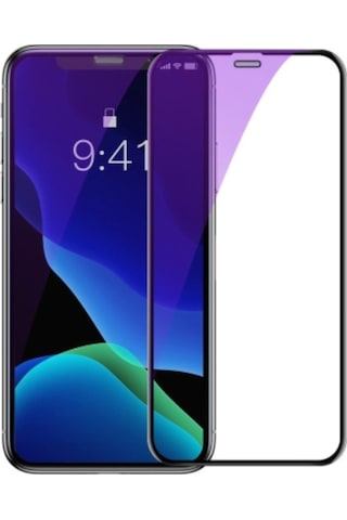Baseus Apple Uyumlu iPhone Xs-X 5.5 Ekran Koruyucu Full Anti Blue Light Tempe Siyah