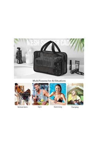 Lemestar Büyük Boy Siyah Taşınabilir Duş Ve Spor Gereçleri Çantası - Kişisel Bakım, Yurt Odası, Spor Salonu İçin Organizasyon Çözümü Siyah