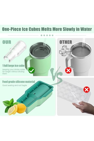 Geeksen Buz Küpü Kalıbı Stanley Buz Küpü Hızlı Dondurma Buz Küpü Kalıbı Kolay Çıkarma Buz Küpü - Entegre Yeşil Açık Yeşil