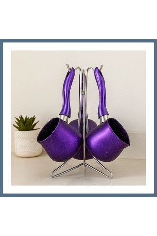 Buradabulabilirsin Granit Çelik Cezve Seti 4'lü 230/280/380 Ml Metal Standlı Bbz
