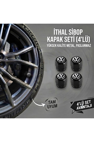 Volkswagen Grubu İle Uyumlu Alüminyum Altıgen Sibop Kapak Seti Siyah - İthal Sibop Kapağı 4lü Set