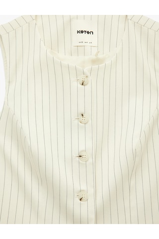 Koton Slim Fit Bisiklet Yaka Çizgili Yelek Ekru Çizgili 6sak30045pw Ekru Çizgili