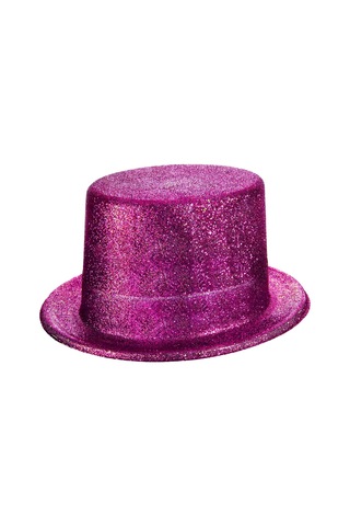 Hubrendy Cer Fuşya Simli Glitter Silindir Parti Şapkası