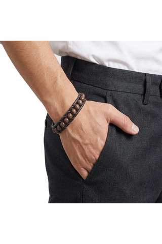 Moncuk Design Ceviz Ağacı Deri Bileklik 33512b2d8m29 Kahverengi