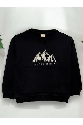 Zekids Erkek Çocuk Northwest Baskılı İnce Sweat-14276 Siyah