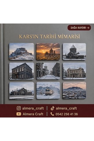 Almera Craft Kars Temalı 9 Lu Magnet Seti 6x9 Cm Kişiye Özel Buzdolabı Süsü 6cm 9cm
