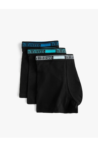 Koton 3'lü Boxer Seti Slogan Baskılı Pamuklu Siyah 4slm90040mk Siyah