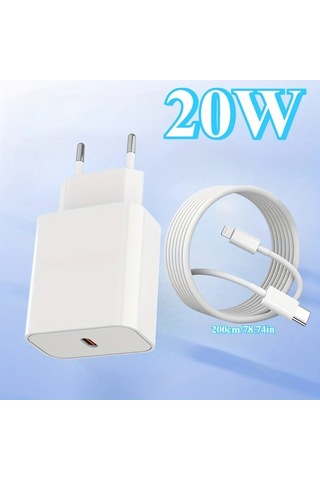 Honeybeeshop İpdone Uyumlu Şarj Bloğu 20w Hızlı Şarj Adaptörü Ve 2 M Usb C Lightning Kablosu Ab Şarj Cihazı