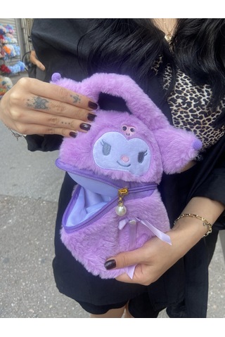 Sanrio Kuromi Peluş Çanta Mor-2620 Altın
