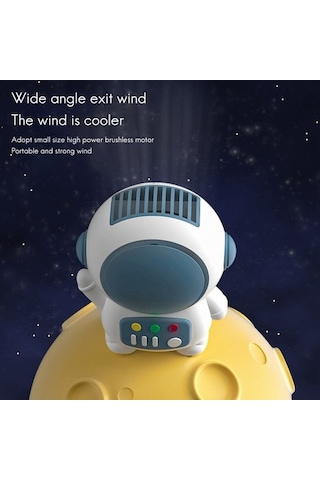Karikatür Astronot El Mini Fan Taşınabilir Yapraksız Sessiz Usb Şarj Fanı Ev Ofis Okul Için Mavi 7t0h7w Var Ayaklı Mavi 20 Adetten Az
