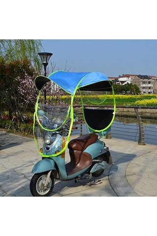 Symbee Jzcar Motosiklet Ve Scooter İçin Mavi Yağmurluk Tentesi Ve Gölgelik Branda