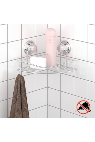Teknotel Tek Katlı Vakumlu Banyo Duş Köşe Rafı Krom Dm250 Krom