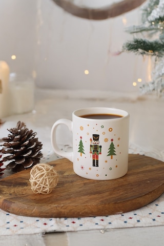 Keramika New Year Kurşun Asker Ağaç Kupa 10 Cm Beyaz