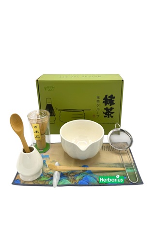 6 Parça Beyaz Renk Matcha Çayı Hazırlama Seti - Geleneksel Japon Matcha Seti