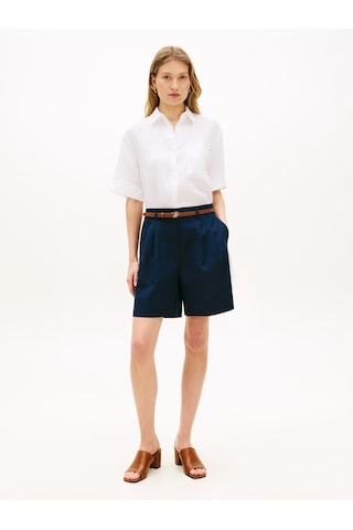 Tommy Hilfiger Ess Lınen Ss Shırt Kadın Beyaz Kk Gömlek - Ww0ww48925