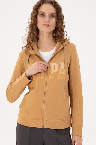 U.S. Polo Assn. Kadın Camel Basic Kapüşonlu Sweatshirt 50289540-VR015