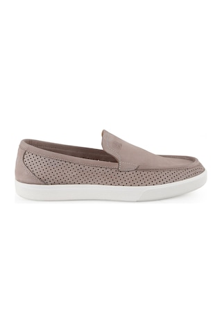 Lbr H1126 Hakiki Nubuk Erkek Casual Ayakkabı - Lazer Kesim Delikli, Kauçuk Tabanlı Yazlık Slip-on Taş