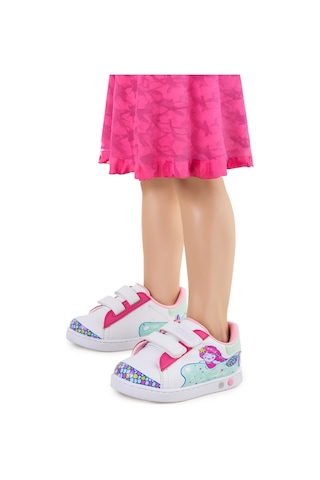 Kiko Kids Mermaid Cırtlı Işıklı Kız Bebek Spor Ayakkabı Beyaz