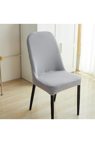 Açık Gri 1/2/4/6 Adet Jakarlı Kavisli Sandalye Kılıfı Ofis Koltuğu Klozet Makinede Yıkanabilir Toz Geçirmez Koltuk Örtüsü56658525