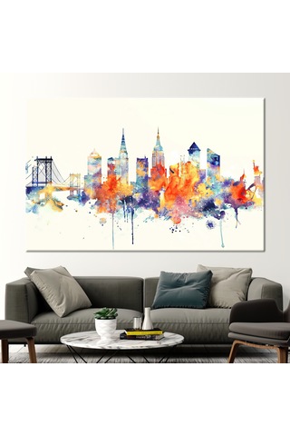 50x70cm 1 Parça Kanvas Tablo, Şehir Sanat, Şehir Manzarası