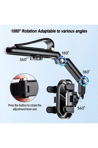 Seametal Güneşlik Araç Telefonu Tutucu 3-ortak 360 Derece Dönen Telefon Montaj Navigasyon Evrensel 4-7 Inç Akıllı Telefon Standı