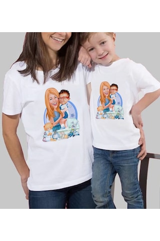Bk Gift 2li Kişiye Özel Anne-oğul Karikatürlü Kombin Tişört Seti, Anneye Hediye, Anneler Günü Hediyeleri Kobitmeyencom30573 Bk Gift