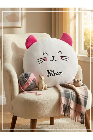 30 Cm Kedi Peluş Yastık Sevimli Kedi Tasarımlı Yumuşak Peluş Oyuncak - 30 Cm