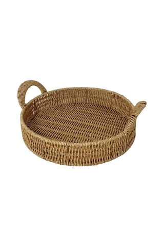 Mien Dekoratif Dayanıklı Çok Amaçlı Rattan Yuvarlak Tepsi Orta Boy M Rattan