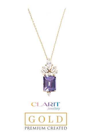 Created Alexandrite Taşlı Clarit Serisi 14 Ayar Sarı Altın Kolye