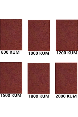 Su Zımparası, Yumuşak Kağıt, Yüksek Kalite 23x28 Cm 800,1000,1200,1500,1800,2000 Kum 6 Parça