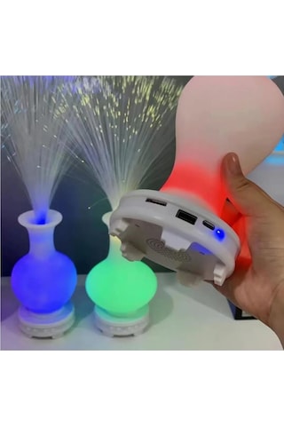 Bluetooth Hoparlör Püsgüllü Vazo Tasarımlı Kumandalı 17 Çeşit Rengarenk Rgb Ledli Zarif