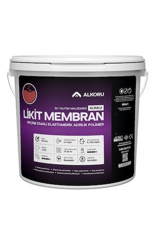 Alkoru 13 Kg Kırmızı Kumlu Likit Membran Renkli Reçine Esaslı Sıvı Su Yalıtım Malzemesi