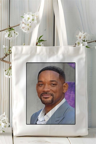 Art Hediye Will Smith Baskılı Bez Çanta Omuz Çantası Kişiye Özel Desen 1 Çok Renkli