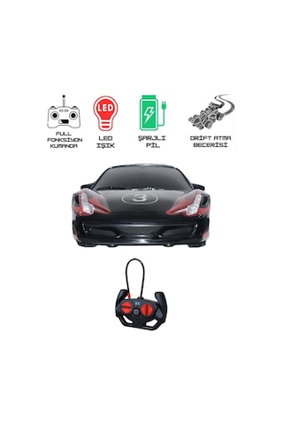 Ctoys Scaled Rc Model 27 Mhz Full Fonksiyonlu Uzaktan Kumandalı Ferrari Siyah Araba Qx3688 6