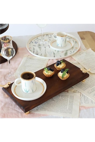 Akayev Ahşap 30x15 Cm Altın Ayaklı Kuş Sunum Tabağı