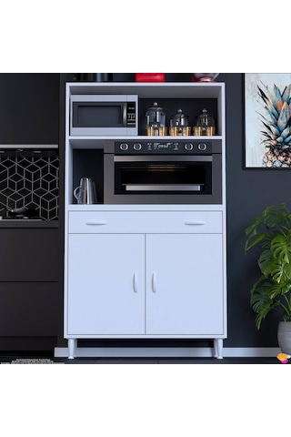 Modilayn Vio Fırın Dolabı 100x163,4x32.5 Cm Çekmeceli Kapaklı Mini/midi Mikrodalga Mutfak Dolabı Beyaz