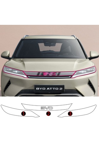 Byd Atto 2 Uyumlu Ön Panjur Ve Far Tpu Koruyucu 3'lü Set 2025-202