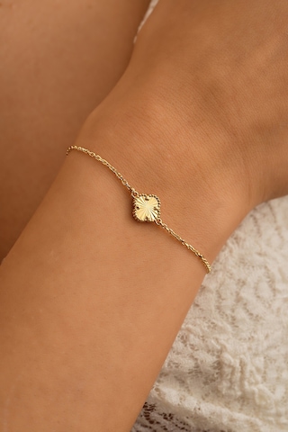 Sefa Gold 14 Ayar Altın Yonca Bileklik Sarı - Beyaz Altın