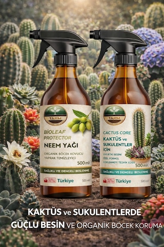 Kaktüs-sukulent Bitki Besini Ve Neem Yağı İkili Bakım Seti 2 L - 1 L - 1 L - 500 ML