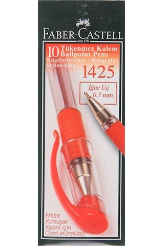 Faber Castell 1425 Tükenmez Kalem 0.7 MM Iğne Uçlu Kırmızı 10'lu