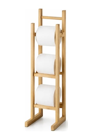 İndecor Houseware Bambu Ahşap Tuvalet Kağıtlığı Yedekli Ayaklı Ahşap Banyo Aksesuarı Wc Kağıtlık,peçetelik