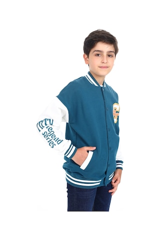Toontoy Kids Toontoy Erkek Çocuk Baskılı Kolej Hırka Petrol Mavi