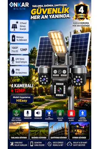 Ioma Sg404 4 Kameralı 4g Solar Güvenlik Kamerası Projektörlü